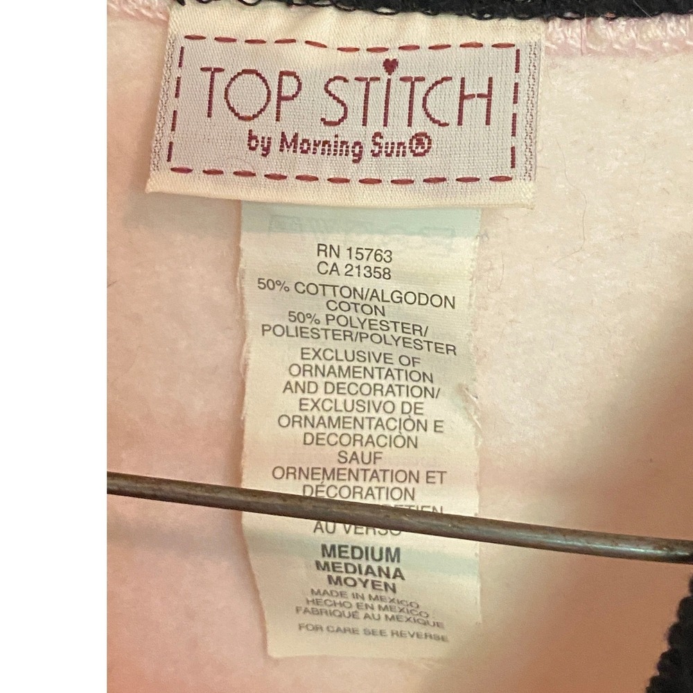 Top Stitch Sweater Womens Medium Pink Kitten Embroidered Pull Over Vintage - Picture 4 of 6